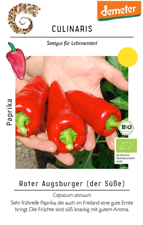 Roter Augsburger 1 paprika roter augsburger spitzpaprika bioveritas bio demeter gemüse samen sativa culinaris kompost&liebe kompost und liebe bio demeter düngung saatgut samen