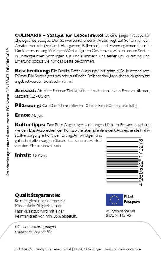 Roter Augsburger 2 Culinaris Rückseite Produktbild