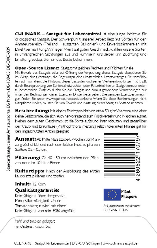 vivaroma, rot, open source, bio Salattomate Tomate samen saatgut culinaris freiland alte sorte kompost&liebe kaufen online shop bestellen