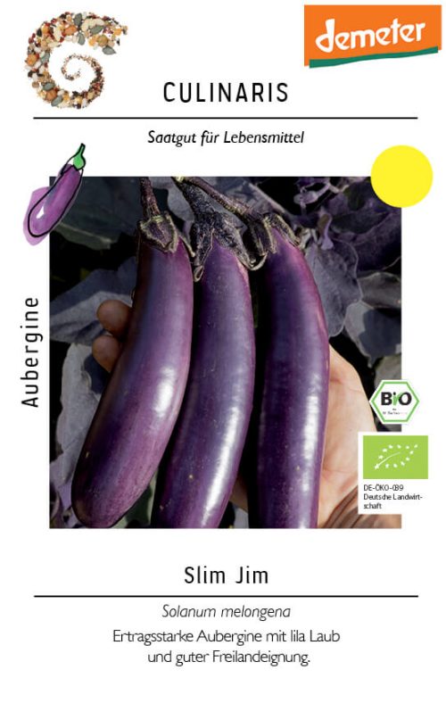 Slim Jim, aubergine, bio, Melanzani culinaris, saatgut, lila, groÃŸe frÃ¼chte, freiland, Auberginensamen kaufen von Kompost&Liebe