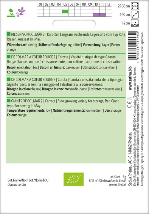 Karotte, möhre, Riesen von Colmar 2, bio samen, saatgut, kaufen sativa kompost und liebe online shop