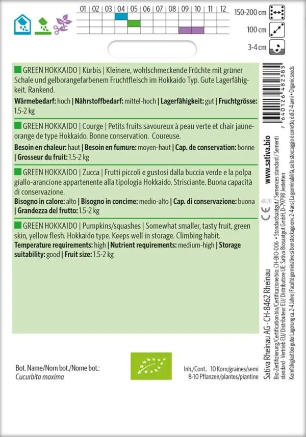 kürbis green hokkaido samen bio saatgut sativa kompost&liebe kaufen online shop