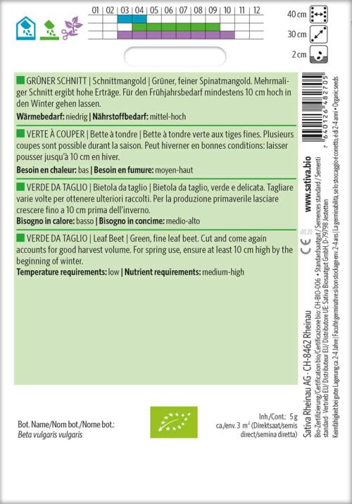 Grüner Schnitt, mangold schnittmangold, spinatmangold, stielkraut, , bio samen, saatgut, kaufen sativa