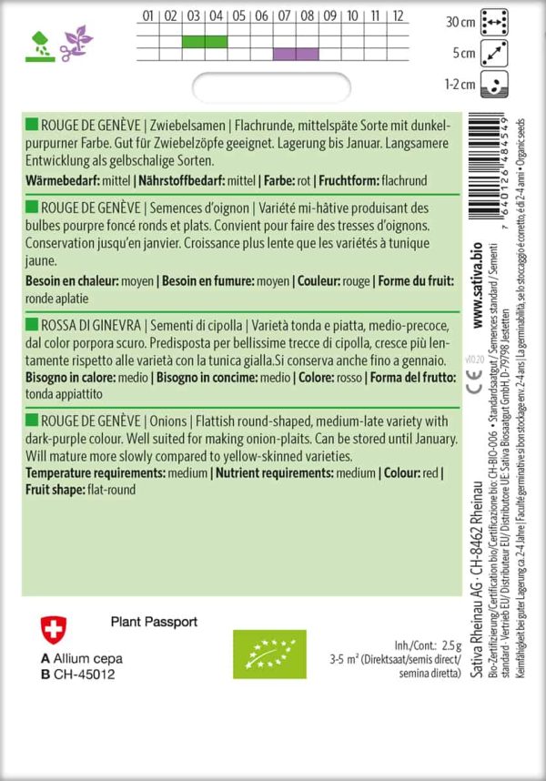 zwiebel Rouge De Genéve freiland samen bio saatgut sativa kompost&liebe kaufen online shop