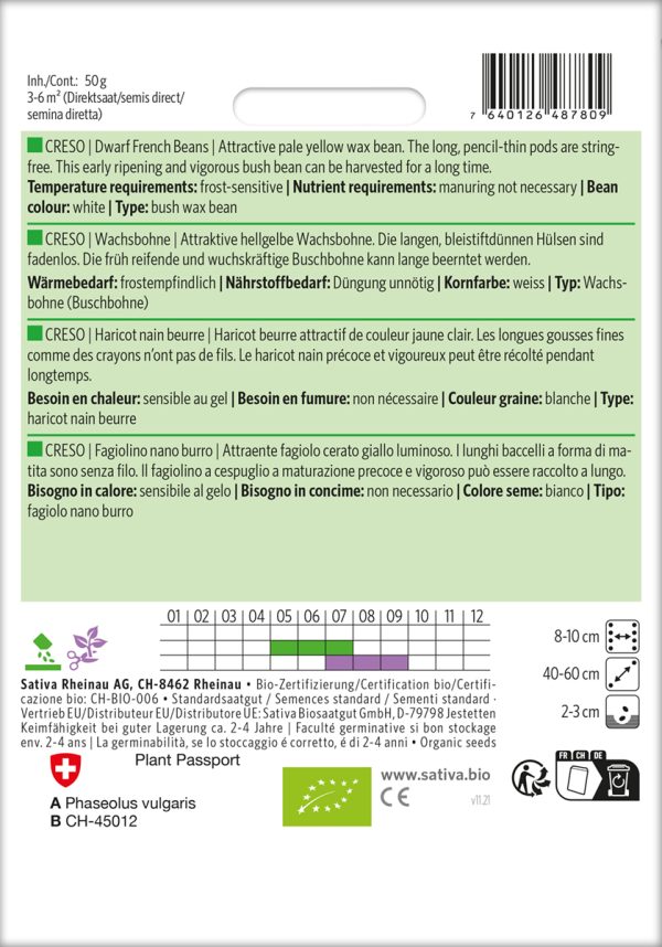 Buschbohne, Wachsbohne, Creso pro specie rara samen bio saatgut sativa kompost&liebe kaufen online shop