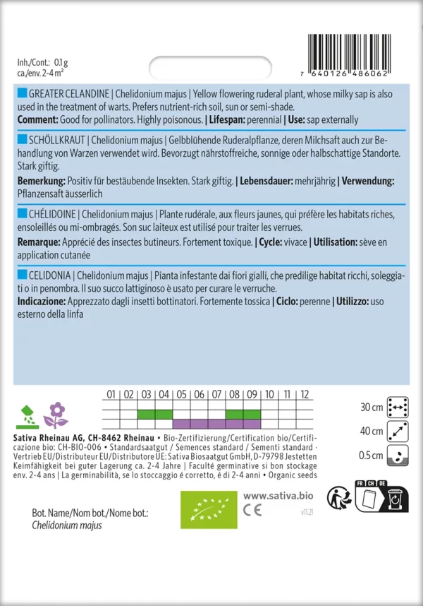 schöllkraut Heilkraut Heilkräuter Heilpflanzen Gründüngung Gründünger samen bio saatgut sativa kompost&liebe kaufen online shop