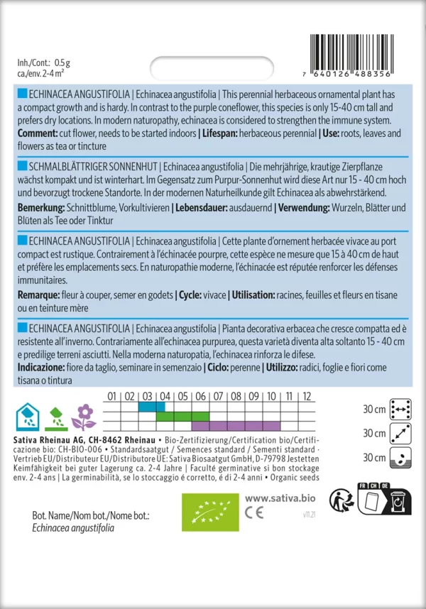 Schmalblättriger Sonnenhut Heilkraut Heilkräuter Heilpflanzen Gründüngung Gründünger samen bio saatgut sativa kompost&liebe kaufen online shop