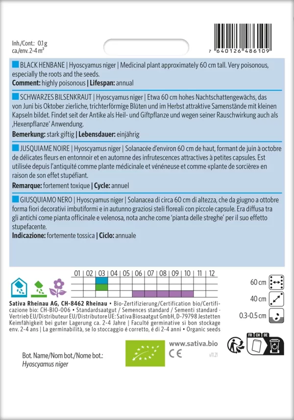 Schwarzes Bilsenkraut Heilkraut Heilkräuter Heilpflanzen Gründüngung Gründünger samen bio saatgut sativa kompost&liebe kaufen online shop