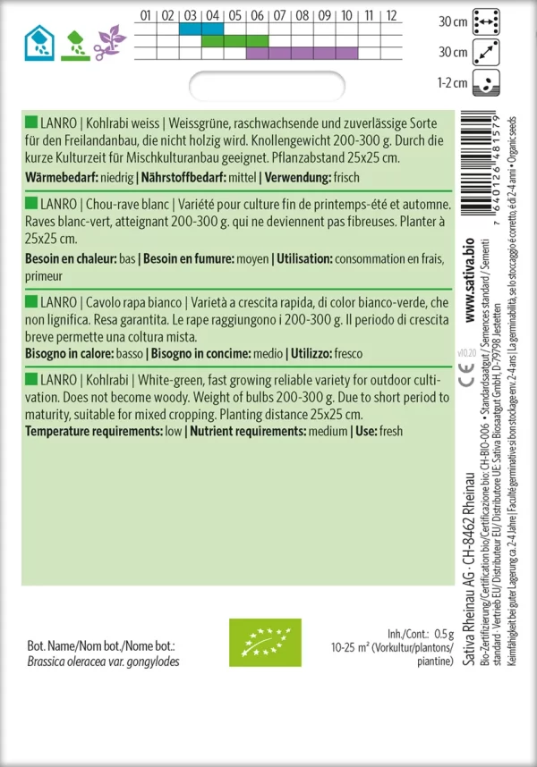 kohlrabi Lanro pro specie rara samen bio saatgut sativa kompost&liebe kaufen online shop