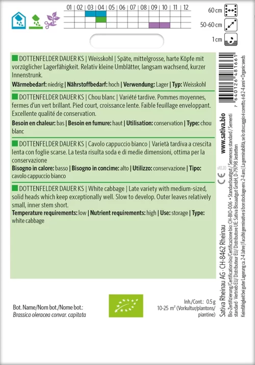 weisskohl, weißkohl, dottenfelder dauer ks bioverita, pro specie rara samen bio saatgut sativa kompost&liebe kaufen online shop