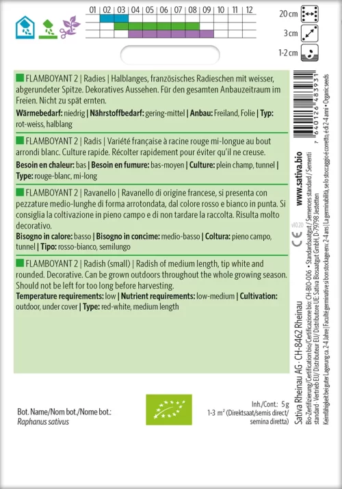 Radieschen Flamboyant 2 , pro specie rara samen bio saatgut sativa kompost&liebe kaufen online shop