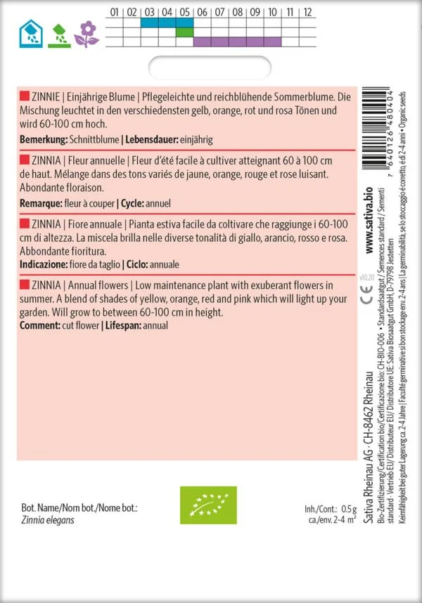 zinnie einjährige blumen Insektenweide Bienenweide einjährige blumen pro specie rara samen bio saatgut sativa kompost&liebe kaufen online shop