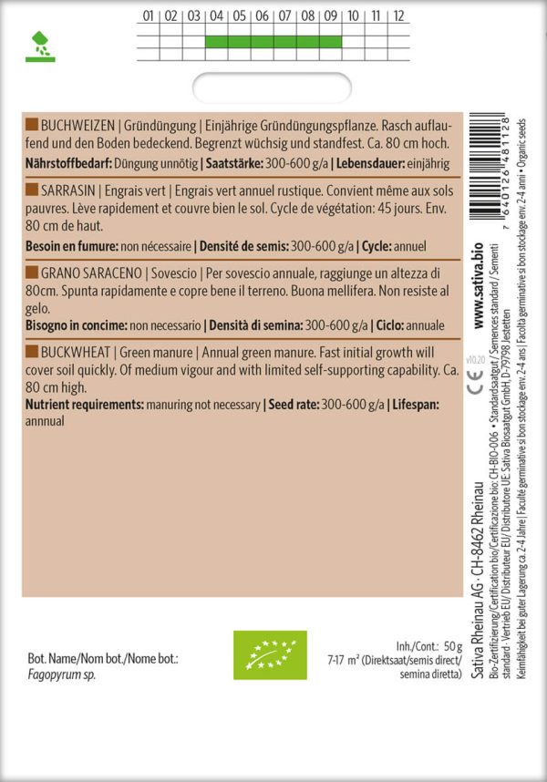 Buchweizen Gründüngung Insektenweide Bienenweide mehrjährige blumen pro specie rara samen bio saatgut sativa kompost&liebe kaufen online shop