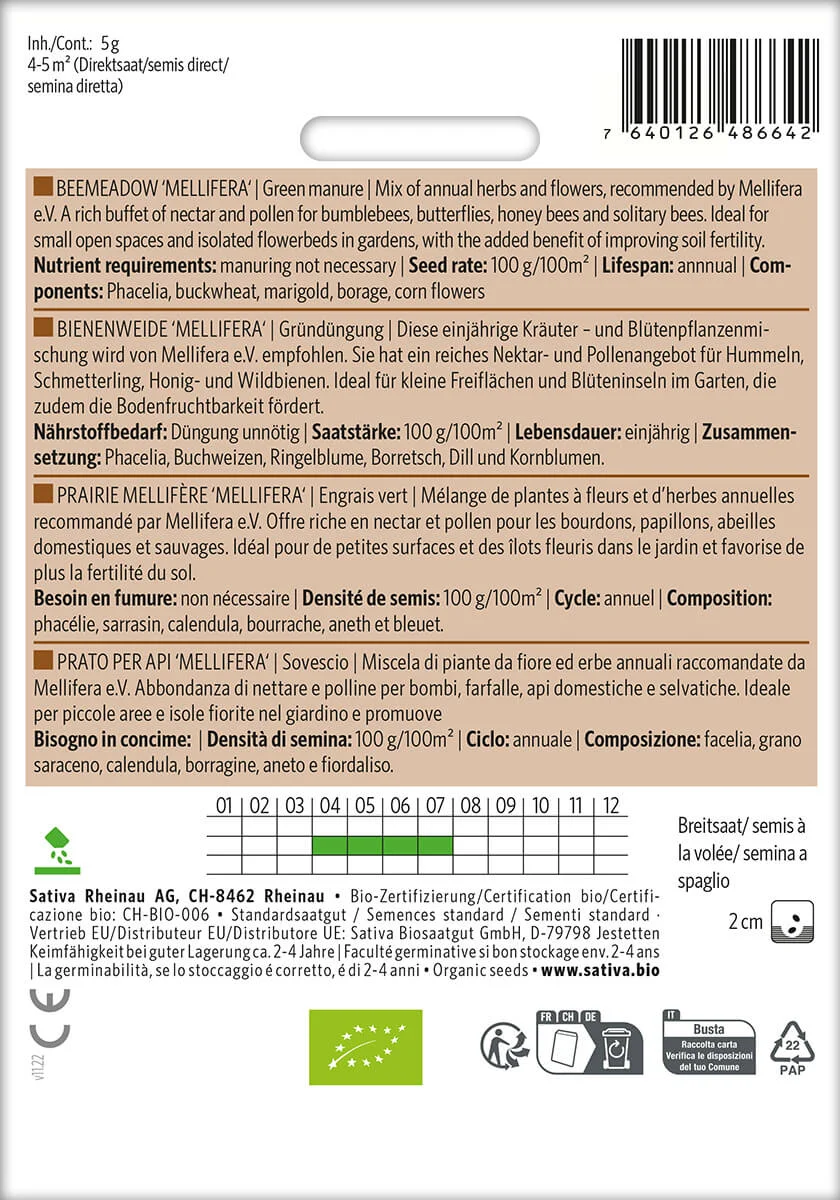 Bienenweide 'Mellifera' 2 Bienenweide Gründüngung samen bio saatgut sativa kompost&liebe kaufen online shop