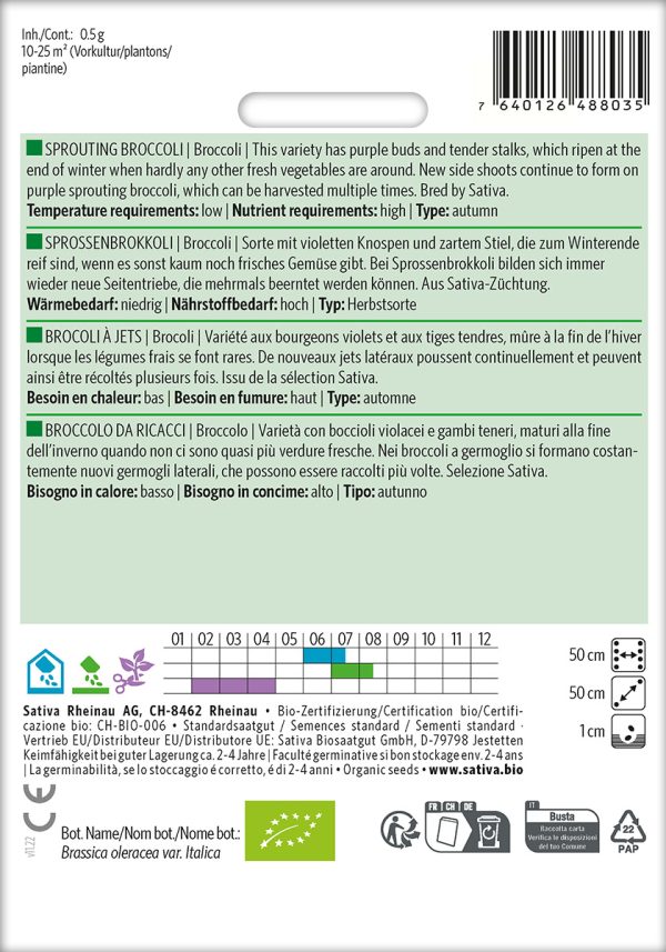 Sprossenbrokkoli, brokkoli broccoli, pro specie rara samen bio saatgut sativa kompost&liebe kaufen online shop