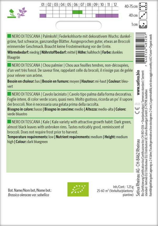 Nero di toscana palmkohl grünkohl gruenkohl pro specie rara samen bio saatgut sativa kompost&liebe kaufen online shop