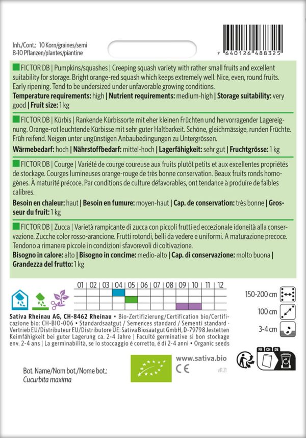 fictor db Kürbis Speisekürbis alte sorte bioverita pro specie rara samen bio saatgut sativa kompost&liebe kaufen online shop