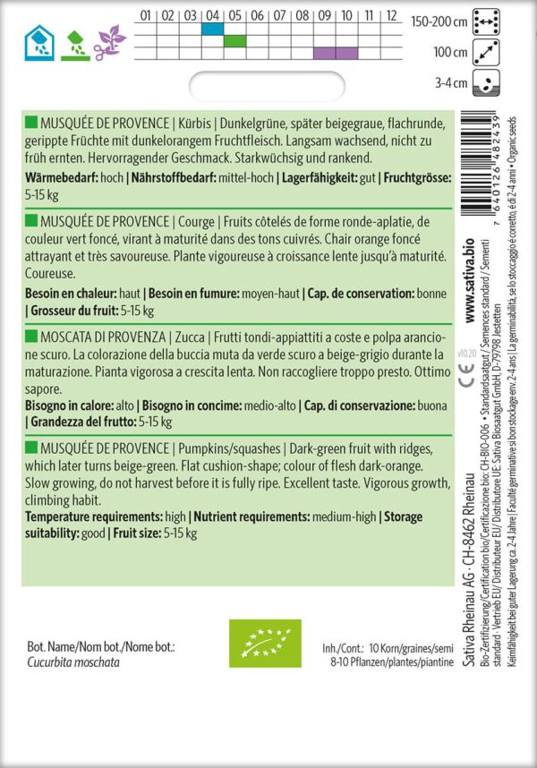 musquee de provence Kürbis Speisekürbis alte sorte bioverita pro specie rara samen bio saatgut sativa kompost&liebe kaufen online shop