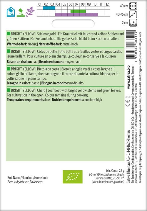 Bright yellow, mangold schnittmangold, spinatmangold, stielkraut bio demeter gemüse samen sativa reinsaat kompost&liebe kompost und liebe bio demeter düngung saatgut samen reinsaat kaufen
