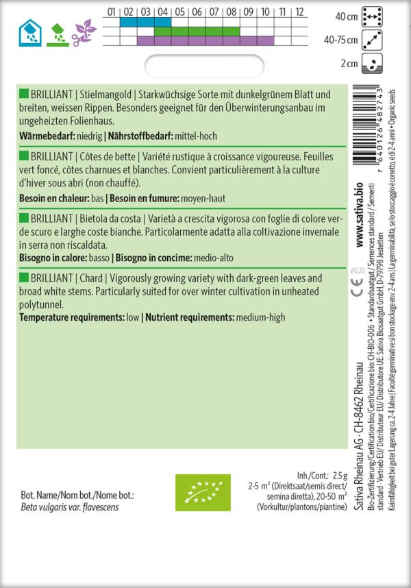 brilliant, mangold schnittmangold, spinatmangold, stielkraut bio demeter gemüse samen sativa reinsaat kompost&liebe kompost und liebe bio demeter düngung saatgut samen reinsaat kaufen