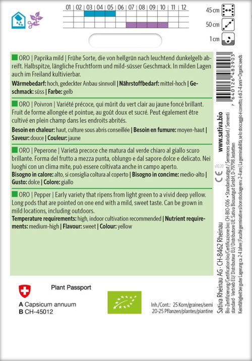 oro paprika alte sorte bioverita pro specie rara samen bio saatgut sativa kompost&liebe kaufen online shop
